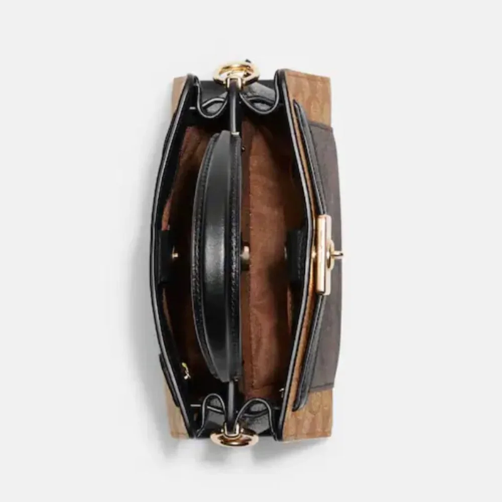 NWT COACH MINI LANE TOP HANDLE IN BLOCKED SIGNATURE CANVAS CROSSBODY BAG